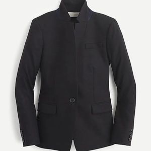 J. Crew Black Regent Blazer Size 10 in Wool Flannel Single Button B0323
